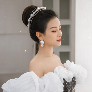 新娘结婚头饰复古简约造型珍珠发箍发饰韩式盘发跟妆婚纱礼服配饰