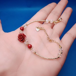 名城1元起拍#天然高含量朱砂玫瑰花手链 紫金砂手串手珠女款饰品