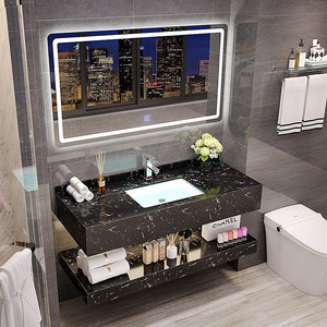 简约轻奢大理石洗手盆卫浴卫生间洗漱台洗手台洗脸盆柜浴室柜组合