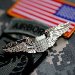 美国二战陆航飞行章银色版军迷金属徽章胸章技能章帽徽wwii资格章