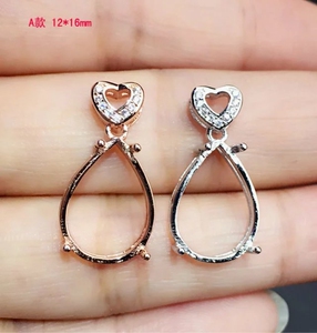 925纯银吊坠空托可镶嵌各种宝石水滴形吊坠空托13*18 12*16简单款