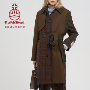 【商场同款】HOWL 设计师品牌英国HarrisTweed进口羊毛毛呢大衣女