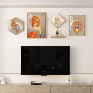 电视背景墙装饰画简约现代客厅沙发挂画轻奢壁画创意组合北欧墙画