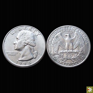 【25157】美品美国1994年25美分p/d 24.3mm 保真钱币 94康纳同款