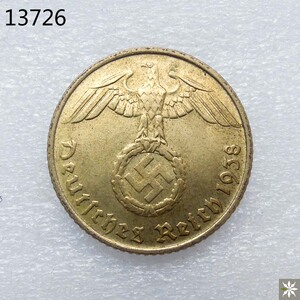 一满6包邮一1938年德国5芬尼铜币d版 19mm 外国硬币 b13726