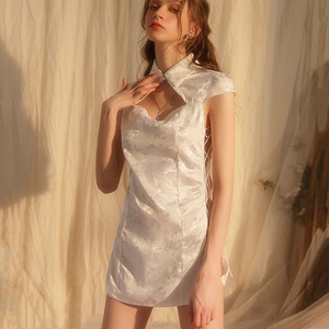 旗袍性感睡衣高开叉床上蕾丝情调纯欲冰丝夏火辣诱惑紧身内衣睡裙