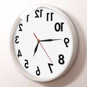 创意逆时针反向挂钟直播间主播数字装饰时钟手表适倒走时钟的钟表
