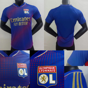 里昂特别版球员版足球服球衣2022lyon maillot jersey shirt blue