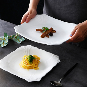创意牛排盘子纯白西餐盘方盘家用陶瓷平盘点心碟酒店西式餐具浅盘
