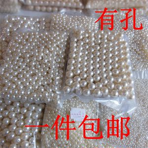 DIY配件 散珠 双孔圆珠子3-20mm ABS象牙白仿珍珠整包整斤包邮