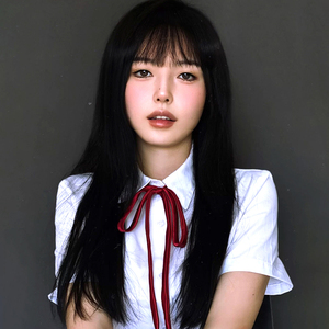 假发女长发漫画刘海黑长直长直发自然网红空气刘海中长发全头套式