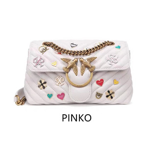 pinko徽章口红燕子包真皮腋下女包链条单肩斜挎飞鸟品高枕头