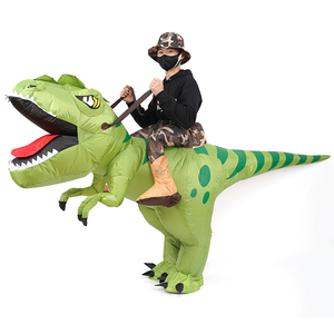 万圣节儿童服装骑恐龙装扮道具玩具霸王龙小恐龙充气衣服儿童成人