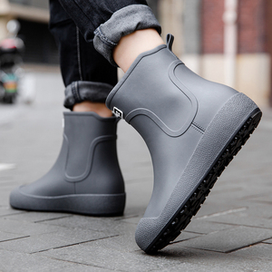 平底雨鞋男时尚好看外穿胶鞋防滑防水雨靴中筒厨房外穿工作专用鞋