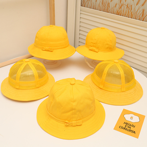 儿童渔夫帽女男韩版定制小黄帽日系小丸子帽定做幼儿园小学生帽子