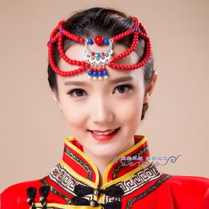 蒙古族头饰女串珠手工饰品夏季演出舞蹈蒙古服配饰新娘发饰