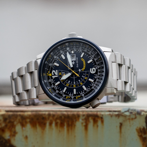 西铁城蓝天使飞行司令系列光动能男表夜光钢带手表bj7006-56l4l