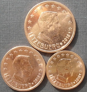 卢森堡硬币 分币三枚 亨利大公头像 年份随机 unc全新
