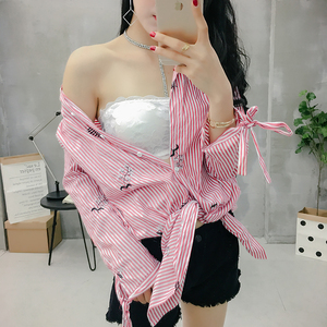 露背yy网络直播衣服装 美女装主播上镜性感 配露肩上衣裙内衣裹胸