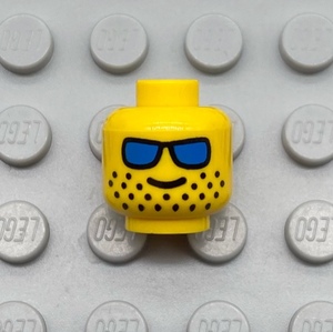 lego 乐高 经典 蓝墨镜胡子大叔笑脸人仔表情头部零件3626bpb0176