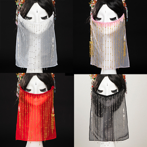 挽秀古风汉服面纱古装森系新娘流苏幕帘步摇面帘新娘遮脸防晒纯色