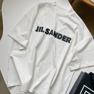 jilsander五分袖女大logo宽松字母印花oversize应采儿同款t恤短袖