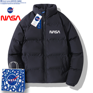 NASA旗舰店棉衣男士冬季潮牌加绒加厚棉服宽松立领面包棉袄子外套