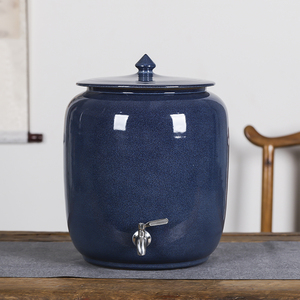 景德镇陶瓷油缸水缸带盖家用密封家用储水茶室抽水式水缸米缸面缸