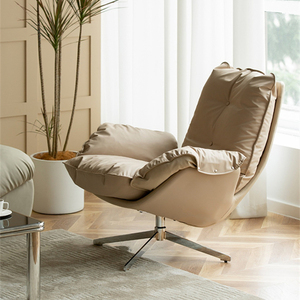 轻奢极简设计师单人沙发真皮客厅创意休闲老虎椅轻奢羽绒懒人躺椅