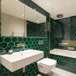 末末家 墨绿六角砖卫生间瓷砖厨房墙砖厕所网红浴室六边形地砖