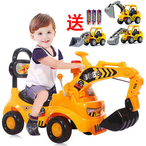 新款儿童电动挖掘机男孩玩具车挖土机可坐可骑大号音乐学步工程车