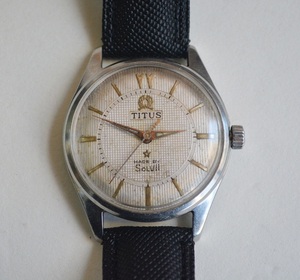 二手瑞士古董手表 铁达时titus男士手动机械表 花盘手卷表 17钻