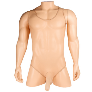 包邮 超薄透明男士丝袜背心男泳衣式带jj套性感隐形连身袜3058