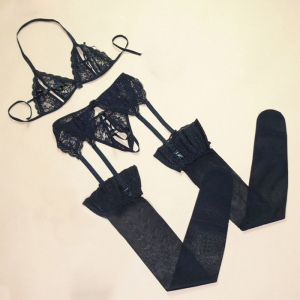 特价高品质性感吊带袜四件套女内衣性感系带文胸 吊袜带 t裤 丝袜