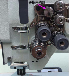 缝纫机大双针车手按夹线器组件厚料三同步双针车挑线簧过线器勾
