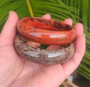 宁强红珊瑚玉石红雪花链珊瑚手镯59圈口有瑕疵化石低价处理清仓