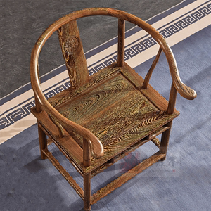 红木家具鸡翅木圈椅三件套中式仿古太师椅实木茶桌官帽椅靠背休闲