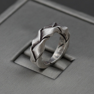 创意手工定制纯银情侣开口戒指一对刻字女食指戒定情信物素戒独特