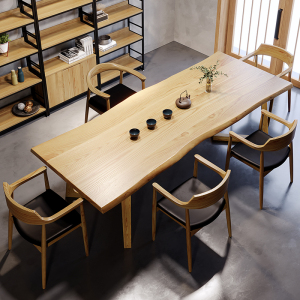 桌整板桌服装店木头桌中间摆放台泡茶桌原木长条桌工作台0人付款258