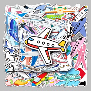 50张飞机卡通行李箱贴纸创意防水涂鸦贴纸滑板车电脑平板卡通装饰