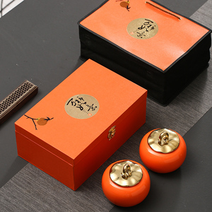 柿饼包装陶瓷茶叶罐包装礼盒空盒红茶绿茶密封罐富平柿饼礼盒包装