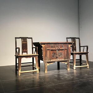 古董老家具老椅子实木老桌子二手老中堂三件套清代老物件怀旧道具