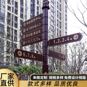 户外方向指路牌景区导向路标小区向导箭头引路标识公园分流指示牌