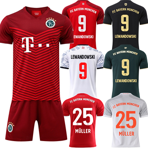 2122拜仁慕尼黑足球服套装啤酒节莱万9穆勒比赛训练队服印号球衣