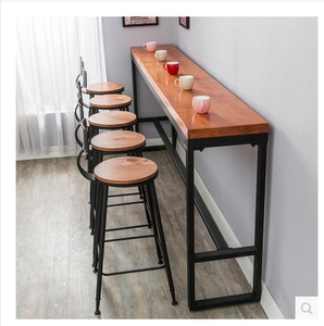 淘宝美式铁艺靠墙吧桌长桌吧台桌椅高脚桌简约复古家用吧台北欧小吧台