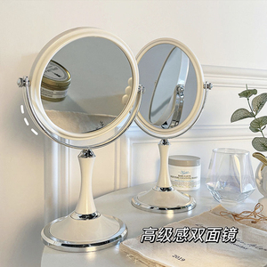 台式化妆镜复古镜子简约ins化妆台学生女宿舍桌面欧式双面梳妆镜