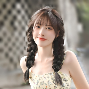 假发女长发双马尾仿真网红辫子中长发气质甜美减龄麻花辫全头套式