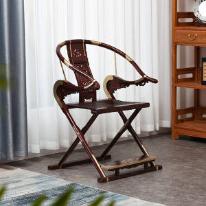 红木家具赞比亚血檀木交椅实木中式折叠椅非洲小叶紫檀休闲靠背椅