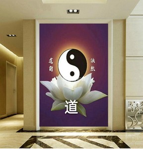 新款5d魔方钻石画道家道法自然阴阳八卦太极图点钻十字绣莲花风景