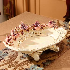 欧式陶瓷水果盘家用大号客厅奢华轻奢高档果盆创意茶几装饰品摆件